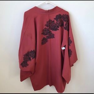 Vintage Silk Rose Printed Kimono